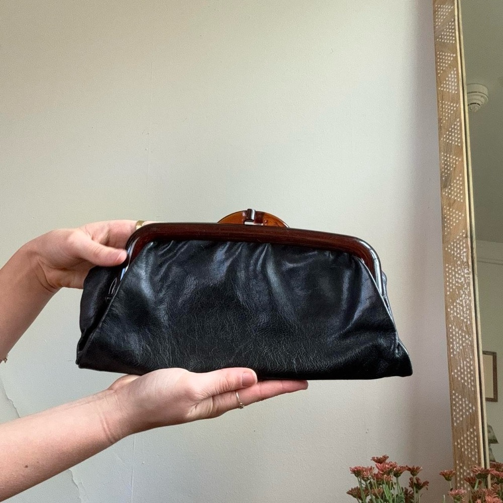 Vintage Black Leather Clutch